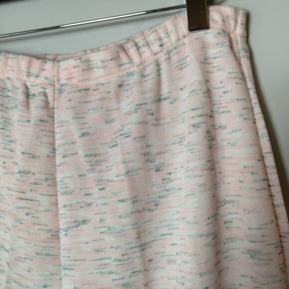 Vintage 70s Women's Sz 14 Leisure Suit Pants Flare Pink Spacedye Pull On Sweats - Picture 4 of 5